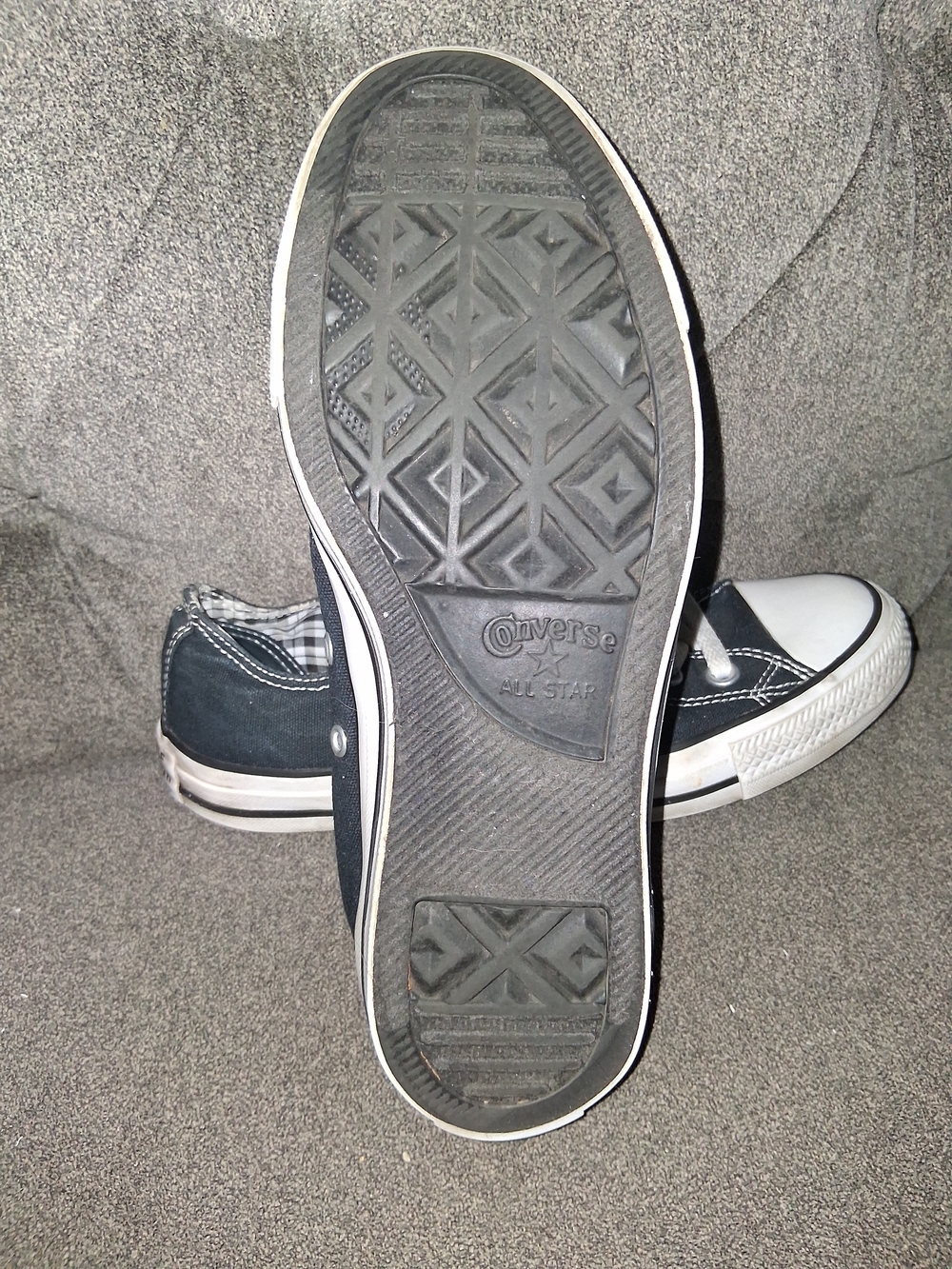 Converse Women's Black Canvas Low Top Sneakers with Gingham Tongue - Picture 3 of 3